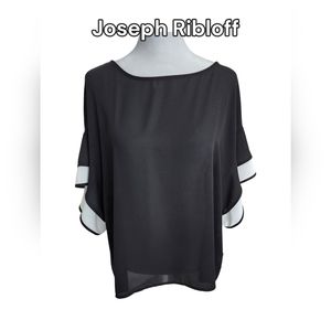 JOSEPH Ribkoff Black and White Ruffle Sleeve Blouse Size 10
